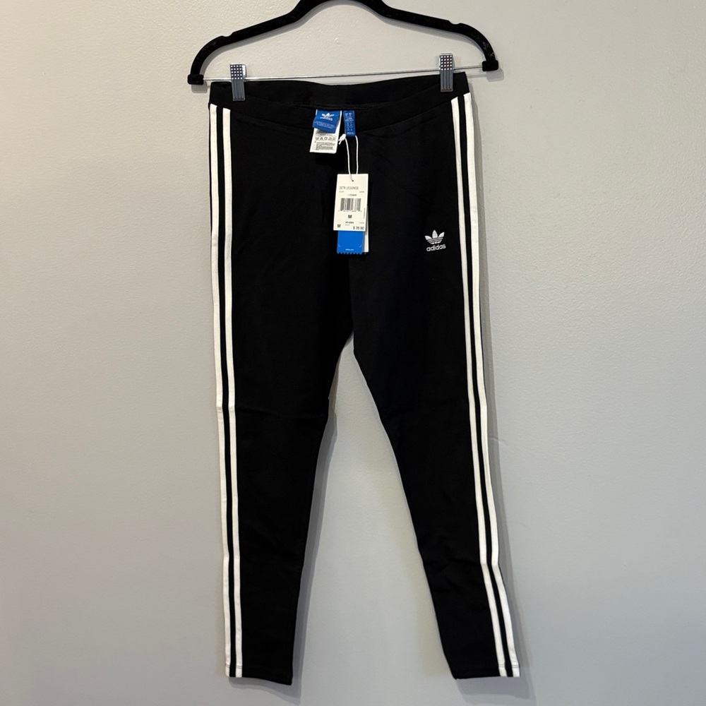 Adidas Kids Black Leggings with White Stripes